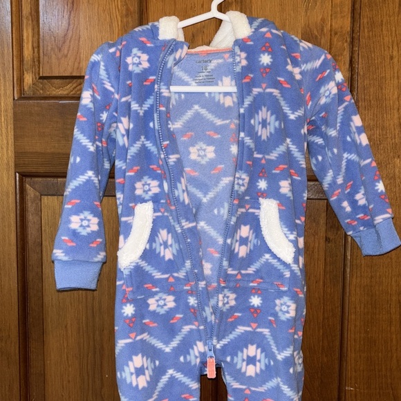 Carters Baby Girl Full Zip Fleece with Hood - Size 18M - Picture 8 of 9